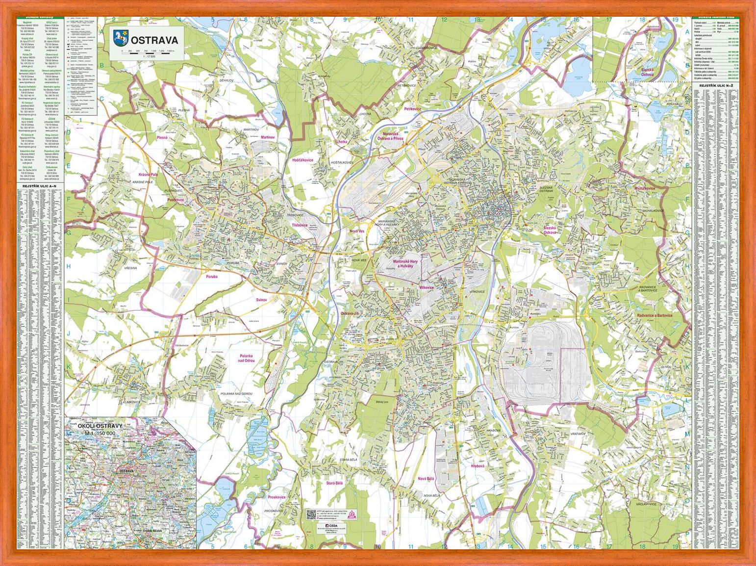 Nástěnná mapa Ostrava