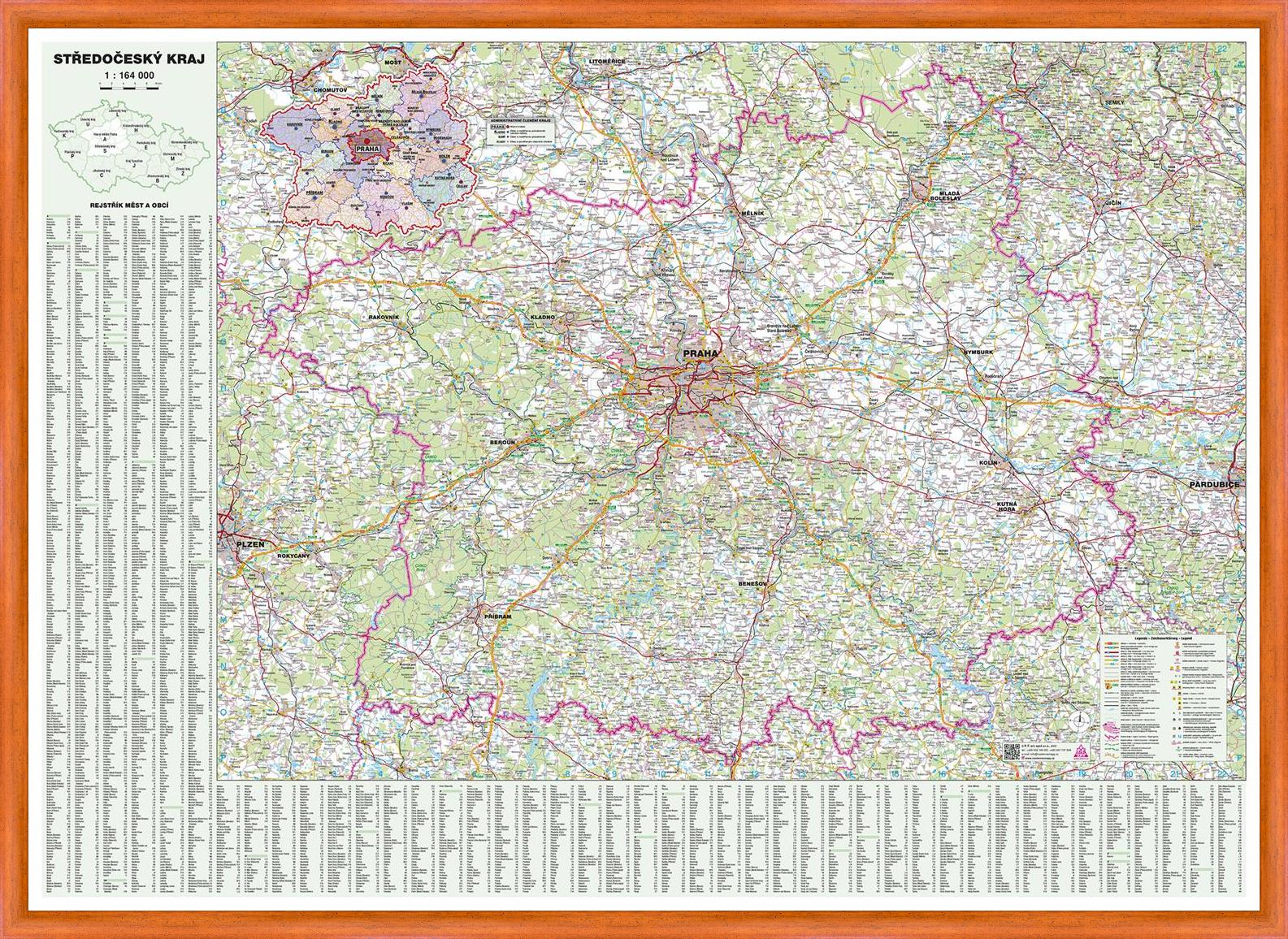Nástěnná mapa Středočeský kraj (PF)