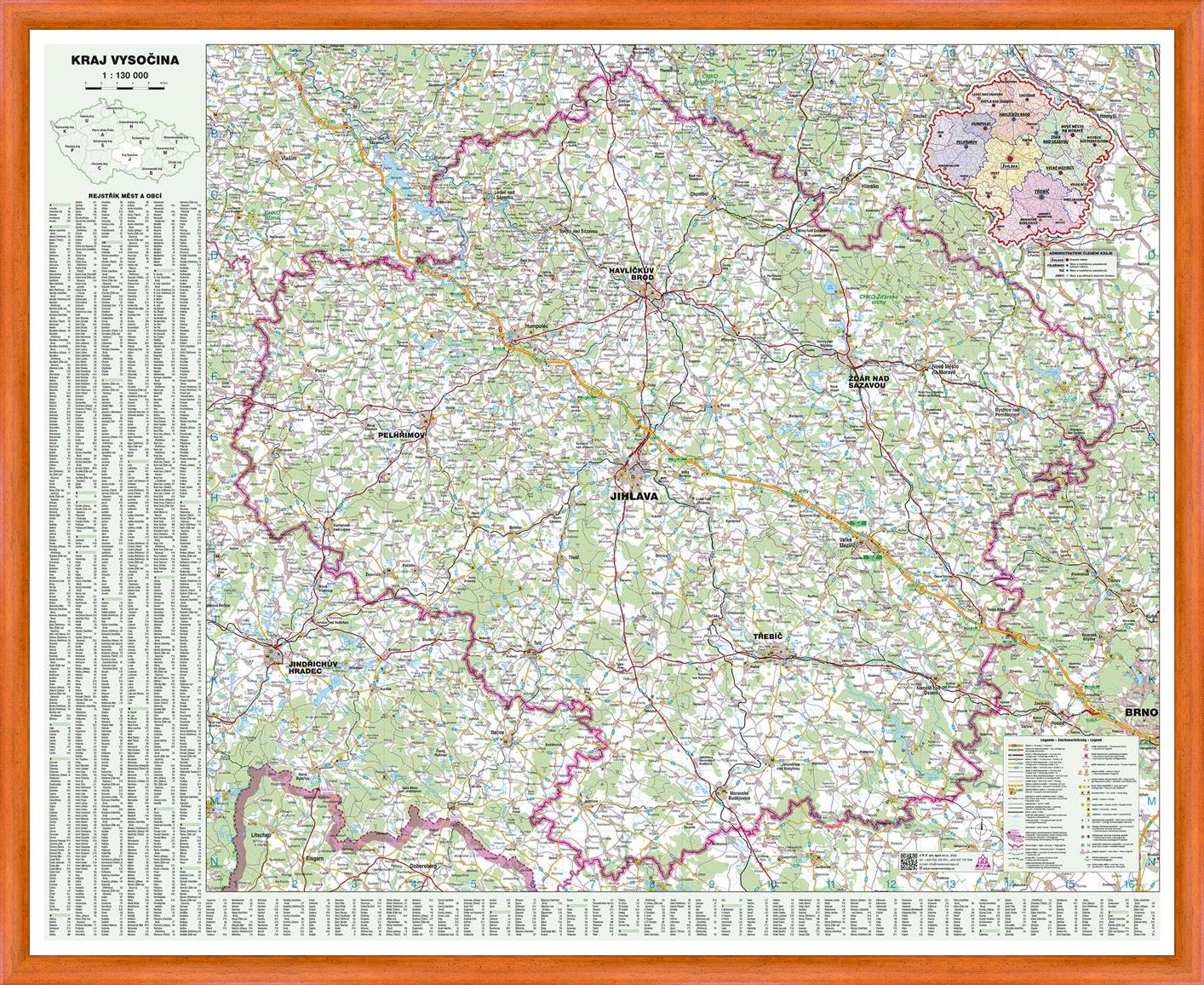 Nástěnná mapa Kraj Vysočina (PF)
