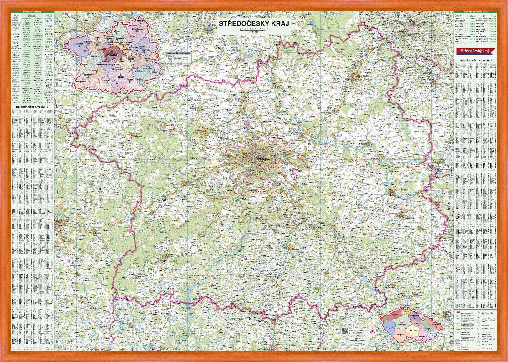 Nástěnná mapa Středočeský kraj 