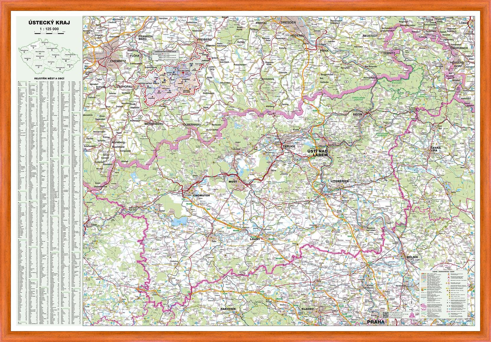 Nástěnná mapa Ústecký kraj (PF)