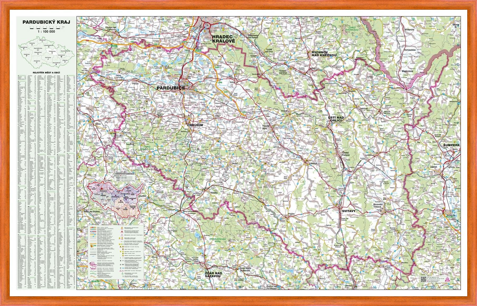 Nástěnná mapa Pardubický kraj (PF)