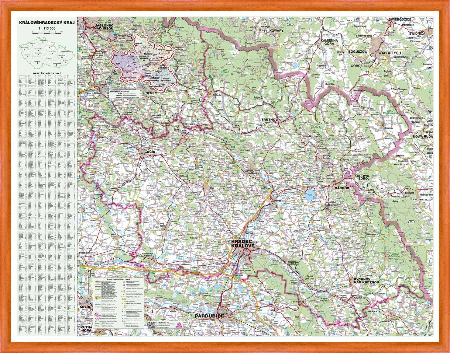 Nástěnná mapa Královéhradecký kraj (PF)