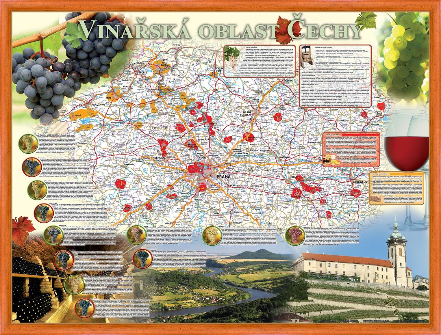 Vinařská nástěnná mapa Čechy