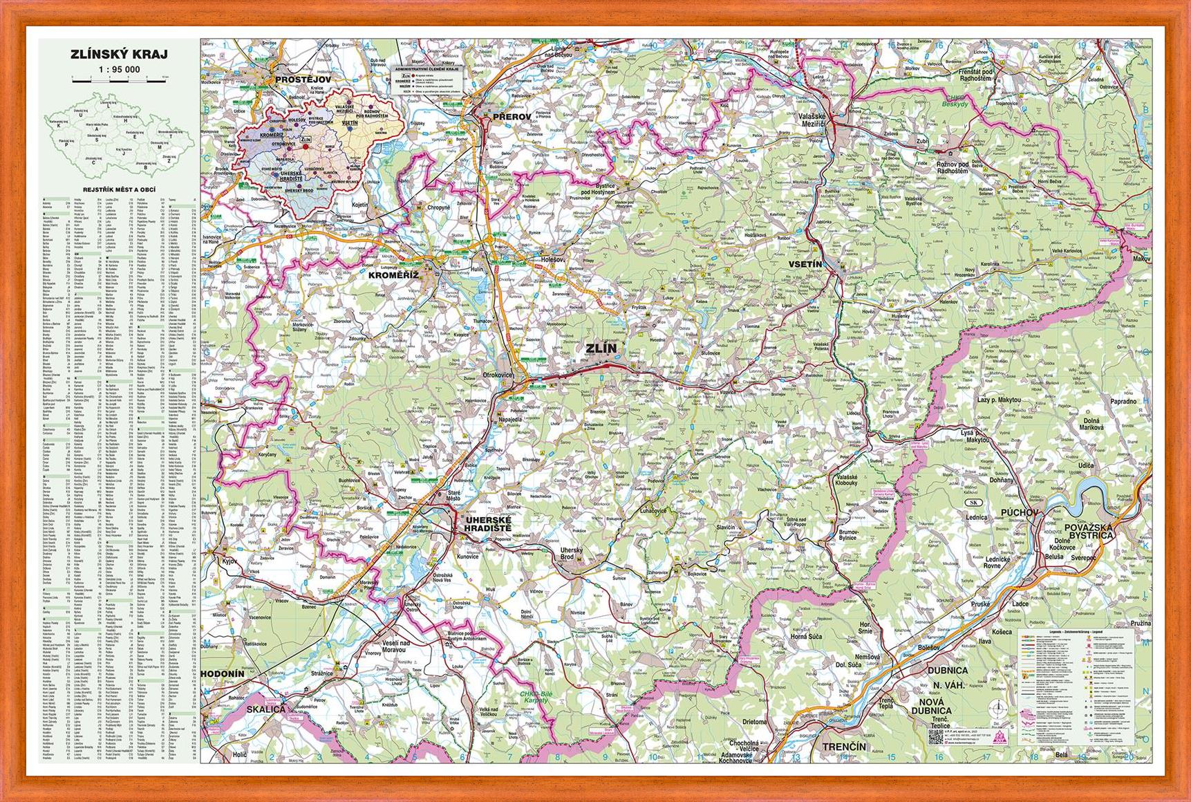 Nástěnná mapa Zlínský kraj (PF)