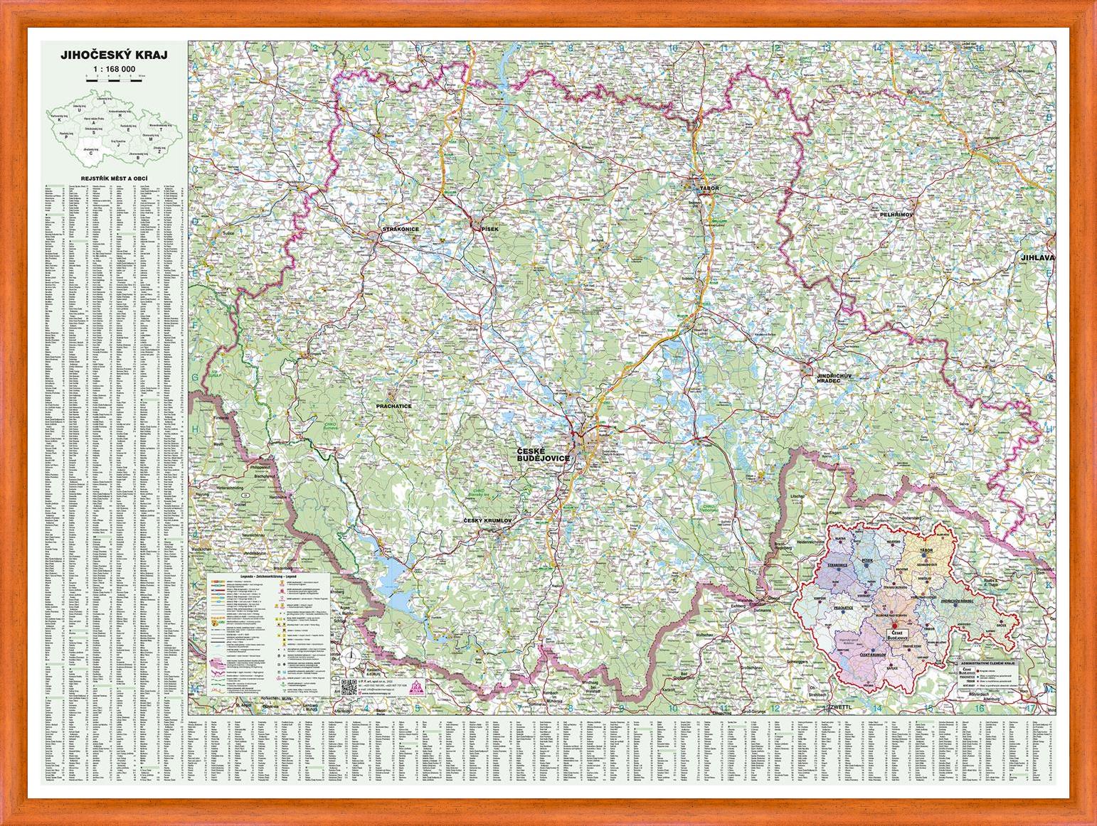 Nástěnná mapa Jihočeský kraj (PF)