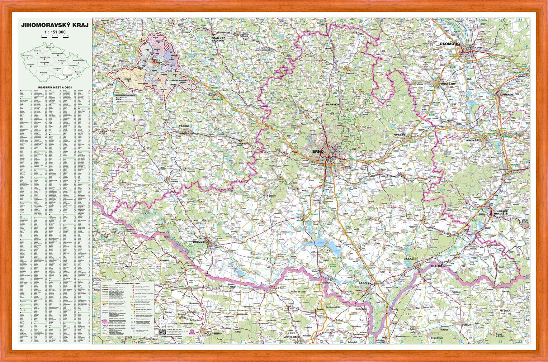 Nástěnná mapa Jihomoravský kraj (PF)