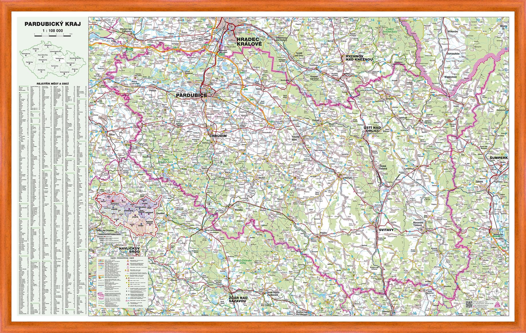 Nástěnná mapa Pardubický kraj (PF)
