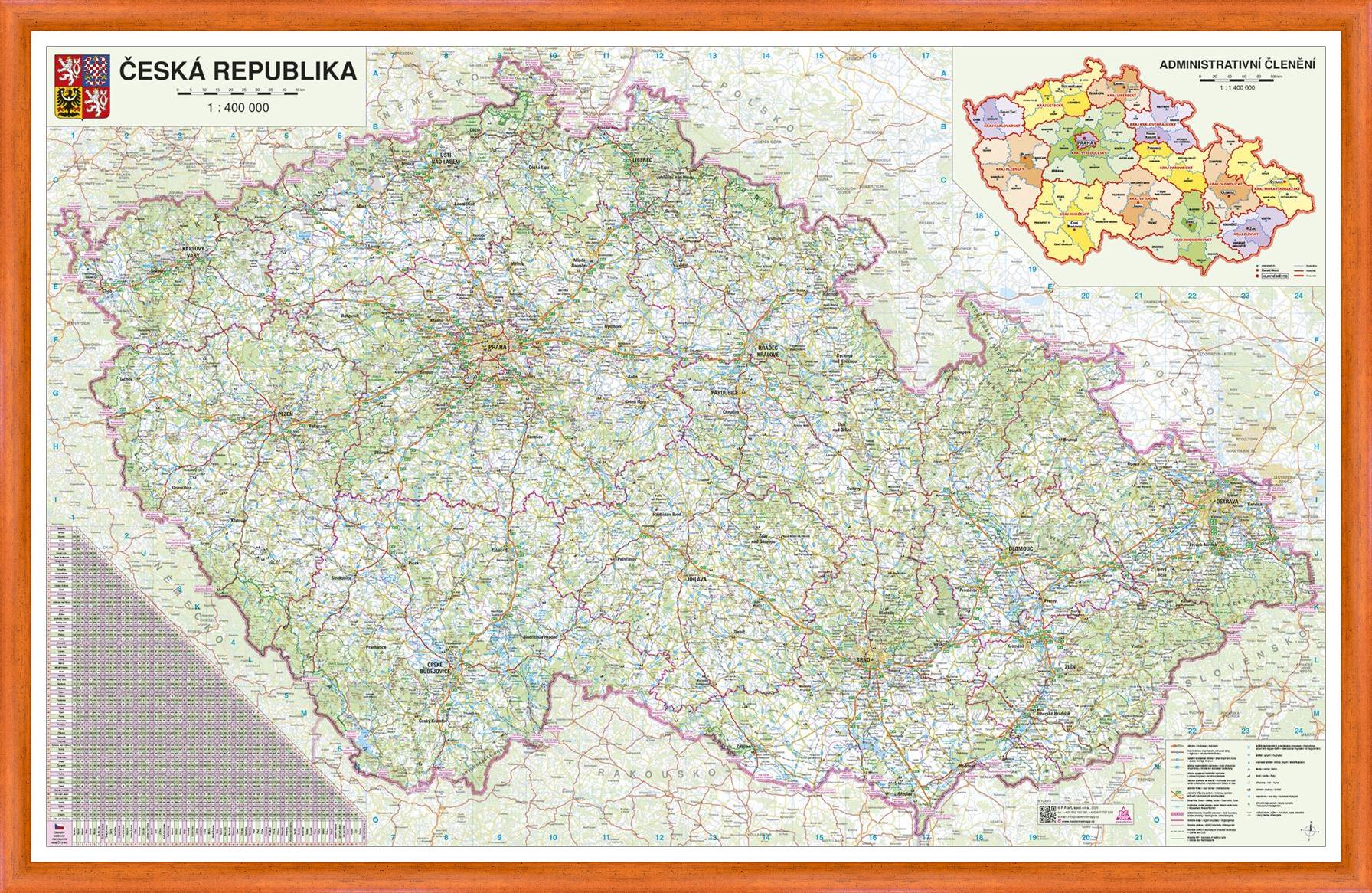 Silniční nástěnná mapa ČR PF400