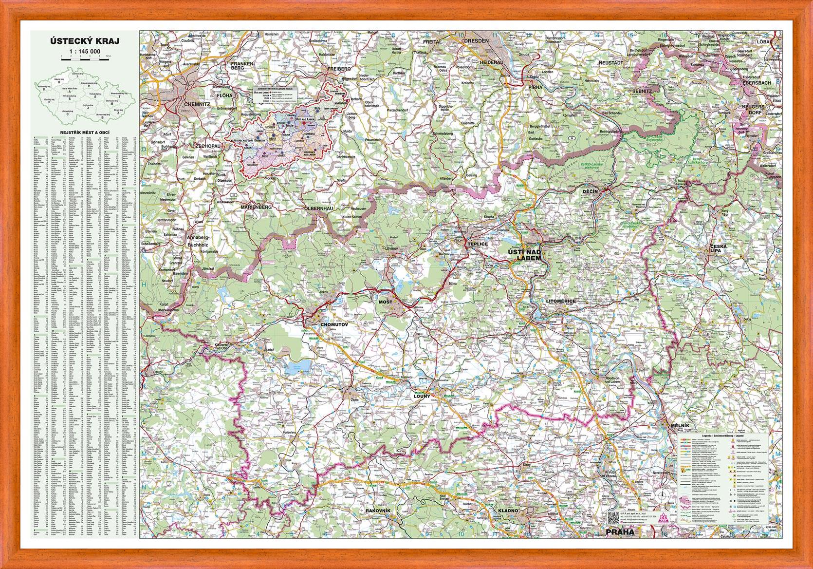Nástěnná mapa Ústecký kraj (PF)