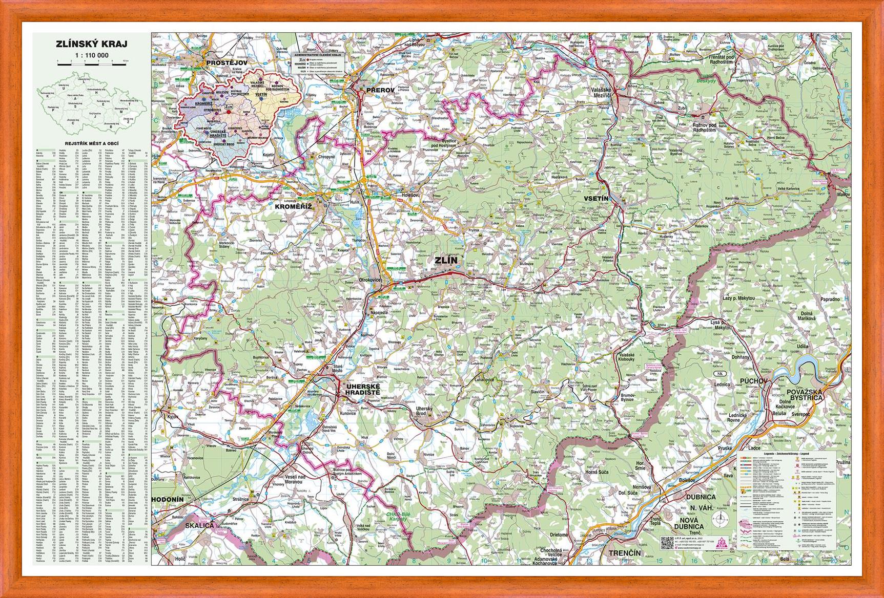 Nástěnná mapa Zlínský kraj (PF)