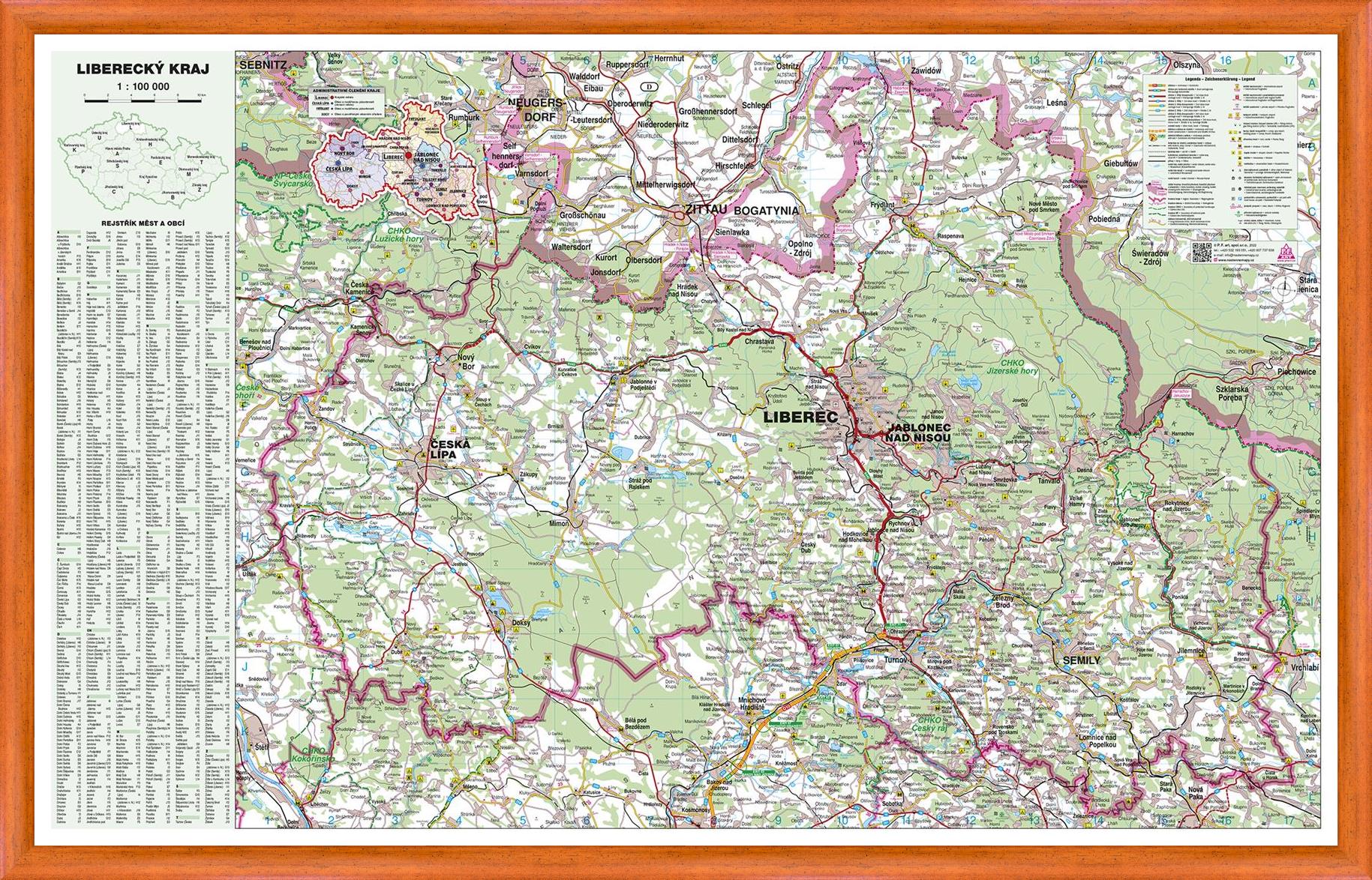 Nástěnná mapa Liberecký kraj (PF)