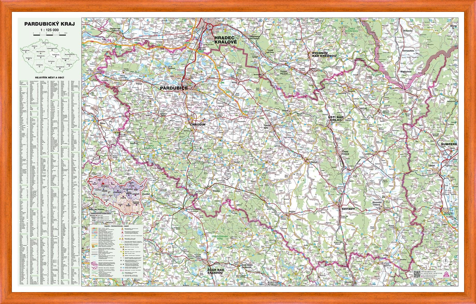 Nástěnná mapa Pardubický kraj (PF)