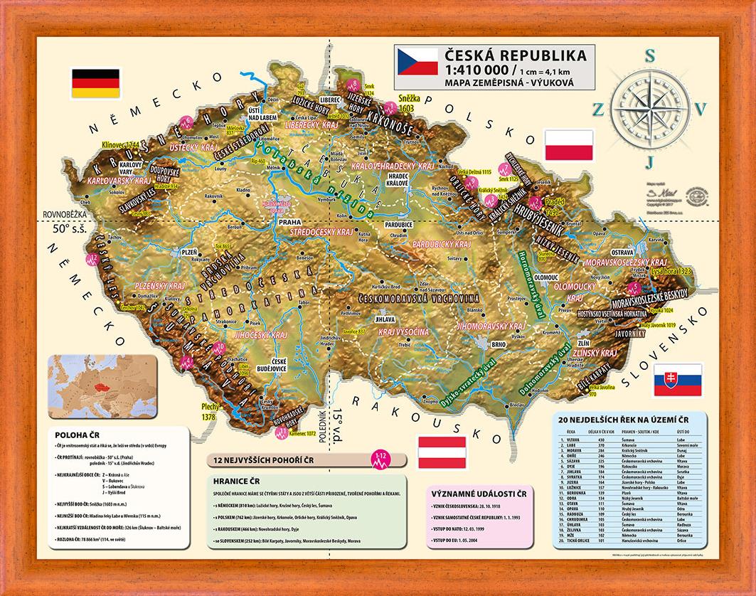 Nástěnná mapa České republiky - výuková