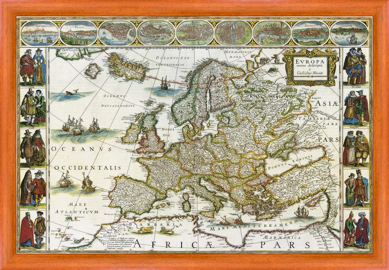 Historická nástěnná mapa Evropy