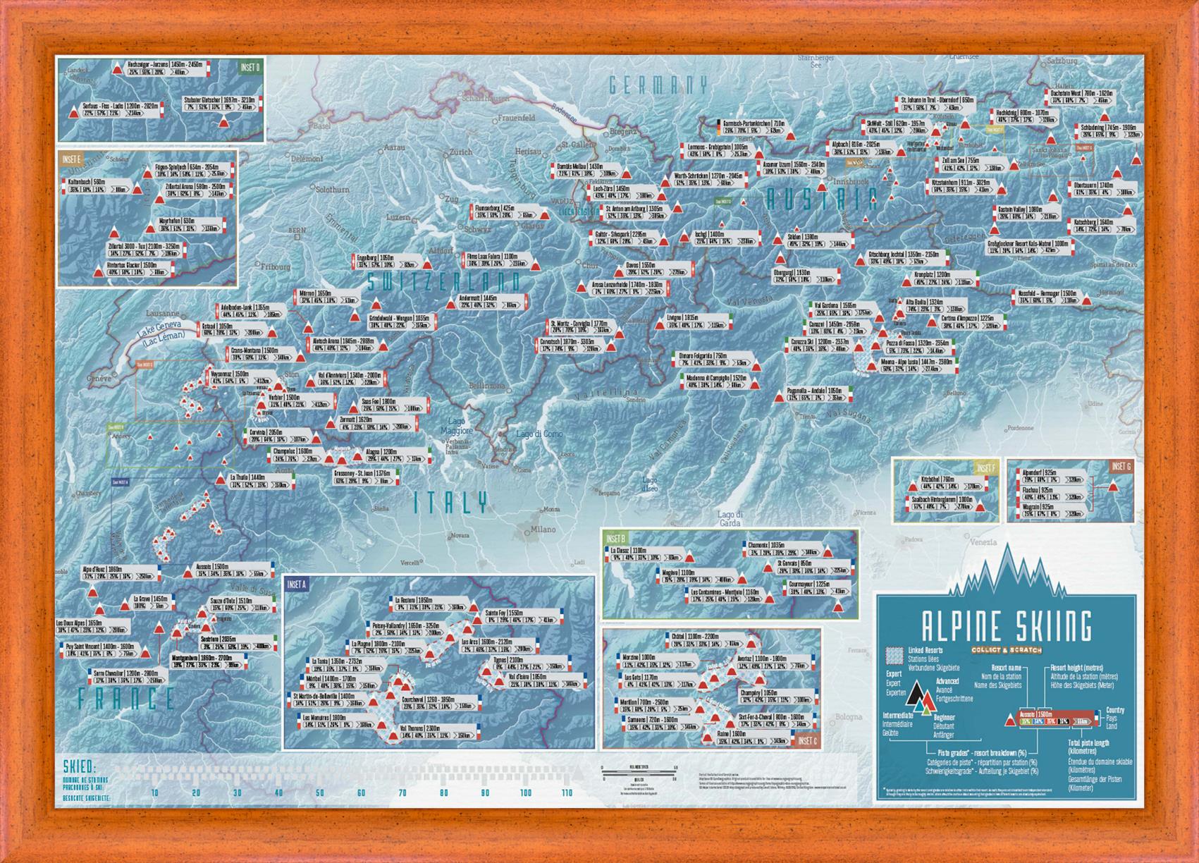 Stírací mapa Alpského lyžování