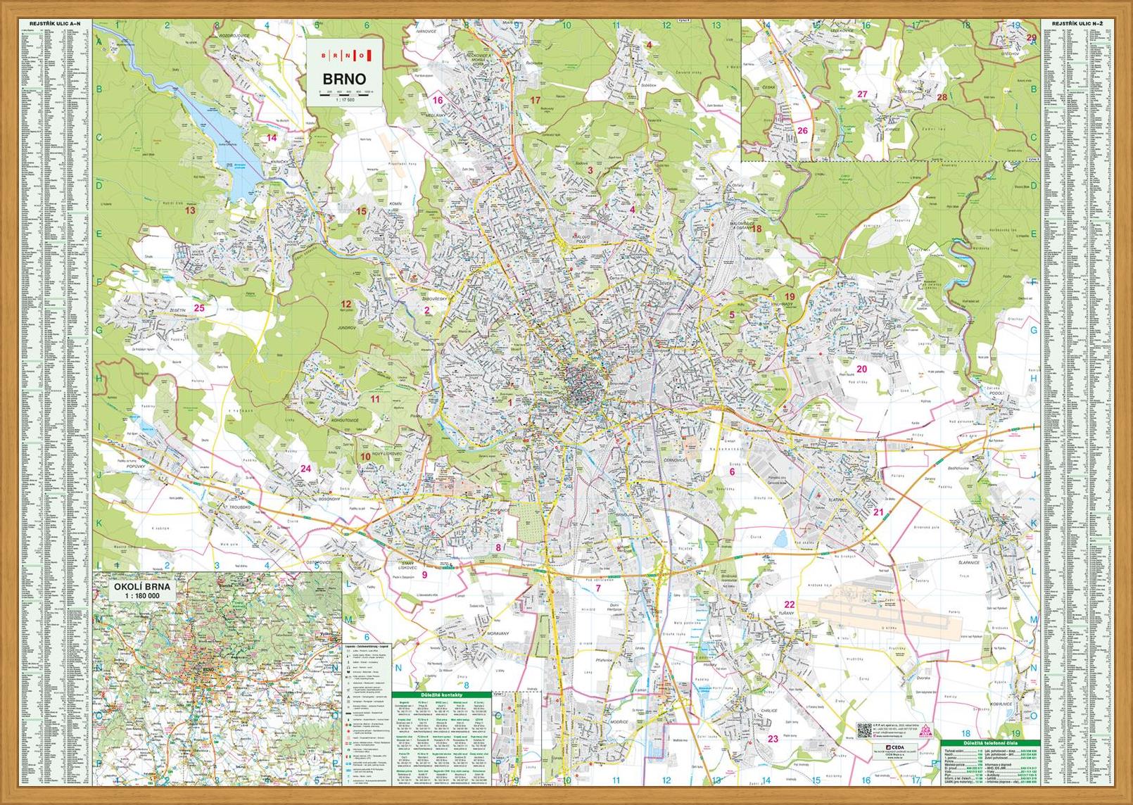 Nástěnná mapa Brno